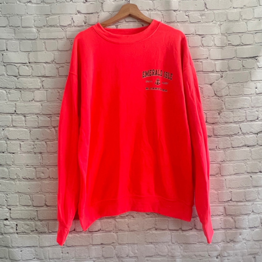 Exist Miami Women's XL Emerald Isle North Carolina Neon Pink Souvenir Sweatshirt